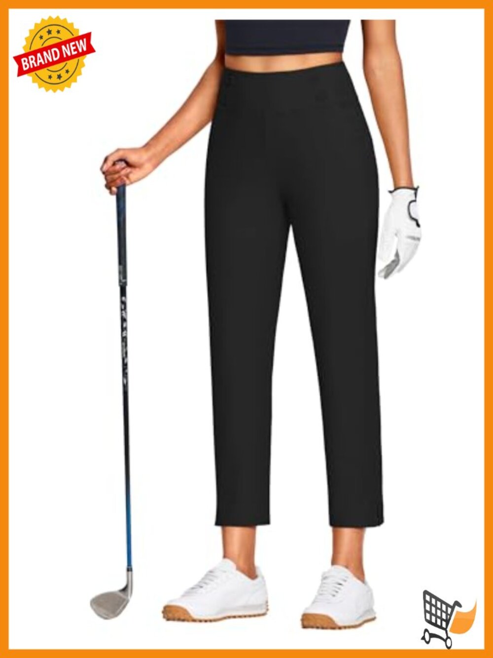 Womens High Waisted Capri Pants Straight Leg Golf Business Casual Pull On